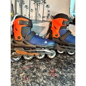 Rollerblade Microblade Adjustable Inline Skates Midnight Blue Orange Men 5-8 NEW
